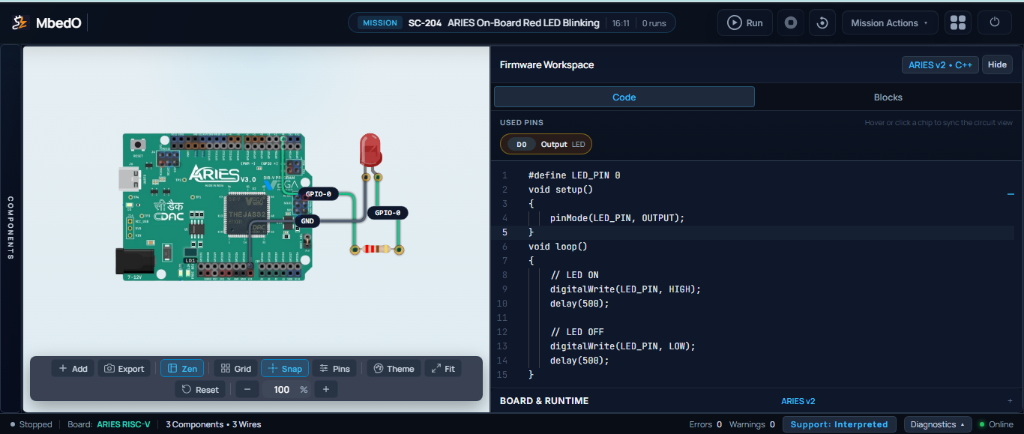 MbedO Live Simulation Studio Running Mission SC-204